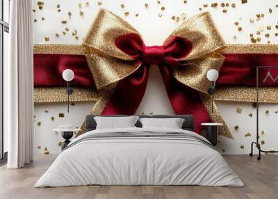 Light red and gold Ribbon Bow Isolated On white Background


 Wall mural