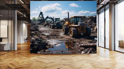 bulldozer at work site Wall mural