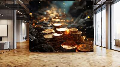 coins falling into water Wall mural