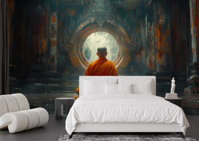 monk in the temple Wall mural