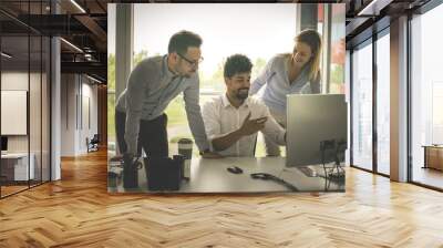 business people using technology and having conversation. business people at the office. Wall mural