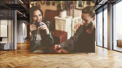 Young couple on a break. Wall mural