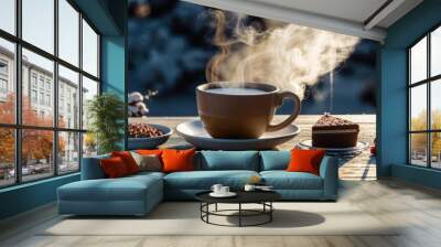 cup of coffee with sticks Wall mural