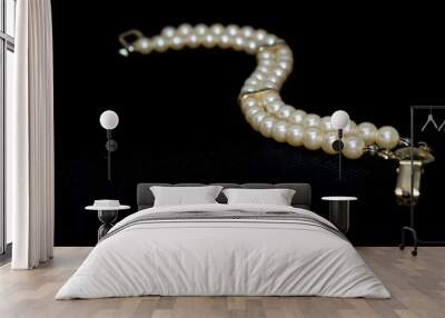 pearl bracelet, isolated in black background Wall mural