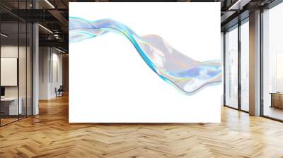 Set of 3d transparent glossy ribbon with dispersion effect. Rainbow colors reflection glass. 3d glass band or stripe with crystal dispersion effect. Abstract empty glassy square with prism holographic Wall mural