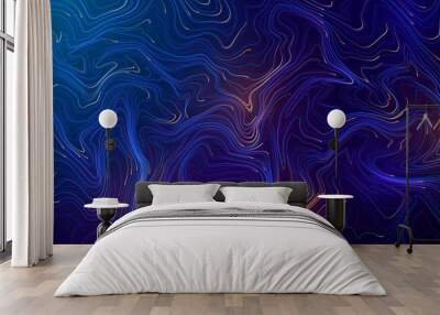 Abstract background with luminous curved lines, cartographic stylized pattern Wall mural