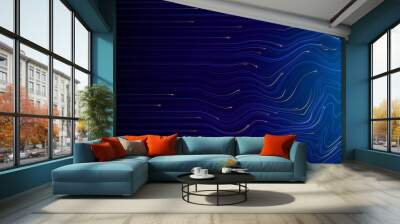 Abstract background with luminous curved lines, technological stylized pattern Wall mural