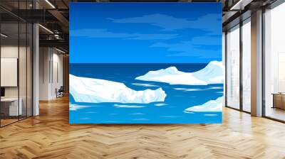 Antarctica, landscape with icebergs and the sea, the North Pole, drifting icebergs Wall mural