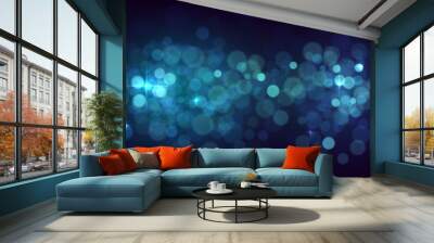 Blurred abstract blue background with lights Wall mural