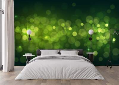 Blurred abstract green background with lights Wall mural