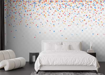 Falling confetti on a transparent background, celebration and festival, fun decoration Wall mural