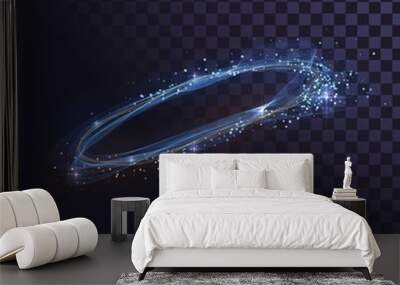 Glowing wavy ring of fire, shiny spin effect with sparks Wall mural