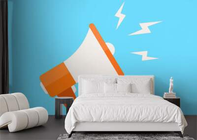 Megaphone illustration. Flat design. Vector. Wall mural