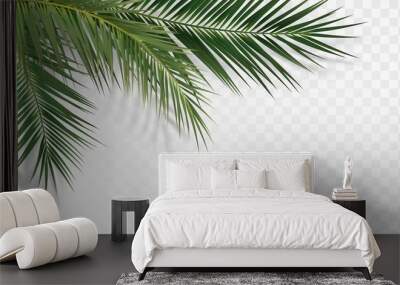 Palm branches in the corner, tropical plants decoration element Wall mural