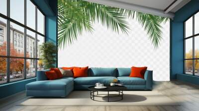 Palm branches seamless pattern, edge with tropical plants Wall mural