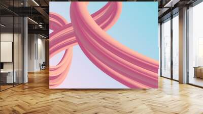 Pink curvy abstract element, rubber, chewing gum, futuristic modern background Wall mural