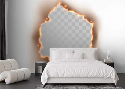 Round burning hole of burning paper Wall mural