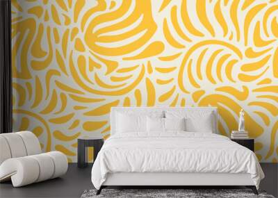 Yellow hand drawn minimal abstract organic shapes pattern. Collage contemporary print. Fashionable template for design Wall mural