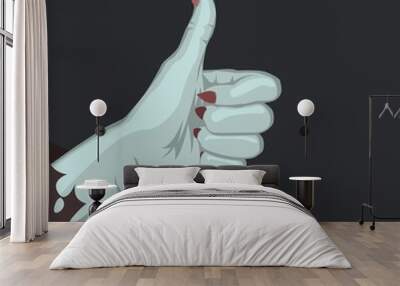 Witch hand with thumb up gesture, halloween funny illustration Wall mural