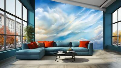 Golden Wavy Clouds Against a Blue Sky Wall mural