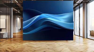 Abstract blue wave wallpaper. Creative futuristic lines background. For banner, postcard, book illustration. Created with generative AI tools Wall mural