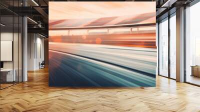 Dynamic blurred image of a fast-paced race track. Wall mural