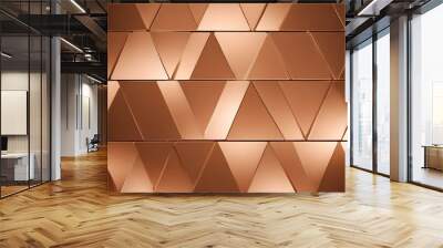 A macro shot of a squared pattern copper texture, revealing the metallic sheen and rich, warm tones of copper, with visible scratches and dimples that add character., close-up shot, short distance, pa Wall mural