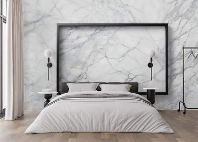 Black frame on white marble wall  Wall mural