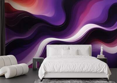 Flowing purple, violet, and black abstract background with soft, wavy shapes and subtle sparkles Wall mural