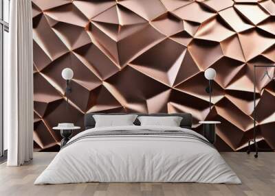 Geometric triangular shapes shutter pattern pink gold shiny polished slab texture template Wall mural