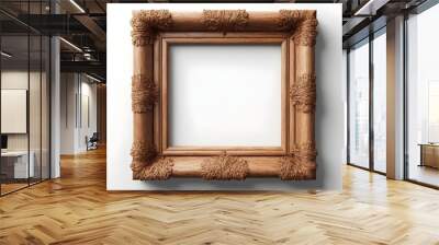 Squared empty wood frame isolated on white  Wall mural