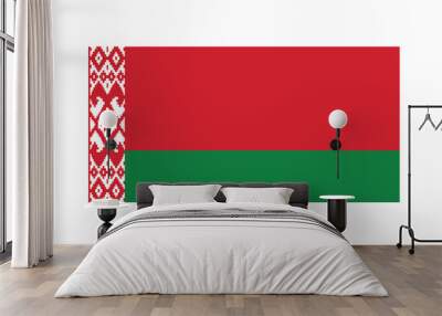 flag of Belarus, Belarusian flag in 1 to 2 proportion, vector illustration on a white background Wall mural