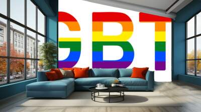 LGBTQ letters in Rainbow Flag colors, pride month sticker Wall mural