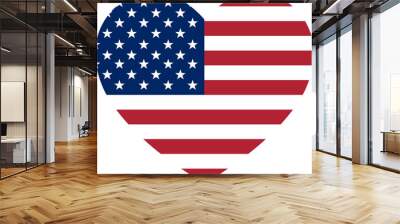 love USA symbol, heart shape icon in american flag colors Wall mural