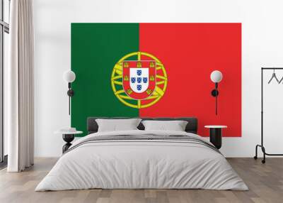 National Flag of Portugal, Portuguese Country Flag in 2:3 proportion, Bandeira de Portugal vector illustration on a white background Wall mural