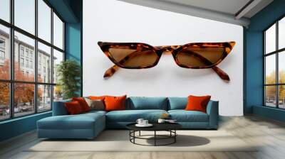 Fashionable sunglasses on a white background trend Wall mural