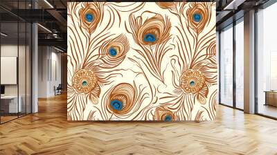 A Peacock Feathers Background. - Seamless tile. Endless and repeat print. Wall mural