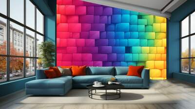 abstract colorful background, Gaming wall bricks, cartoon style, multi color. - Seamless tile. Endless and repeat print. Wall mural