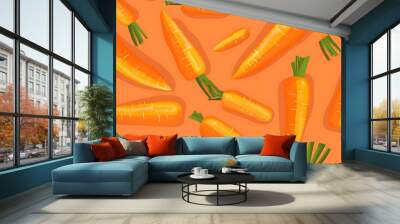 Flat cartoon style Design Carrot Icon Background - Seamless tile. Endless and repeat print. Wall mural