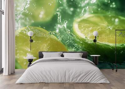 green lemon and water, with a light green and transparent texture style Wall mural