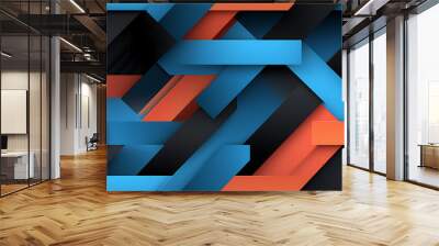 Tech style with Blue, orange and black colors, abstract, flat design, minimalistic - Seamless tile. Endless and repeat print. - Seamless tile. Endless and repeat print. Wall mural