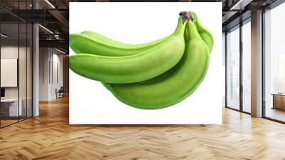 bunch of green bananas on white background Wall mural