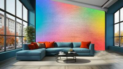 Gradient colorful abstract grainy texture. Multicolor green blue purple pink background. Toned wall texture. Beautiful background with space for text for the designer. Wide panoramic banner Wall mural