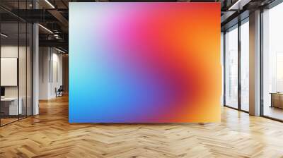 Striking blurred abstract ultrawide multicolored light mix pink yellow orange red purple blue beige gradient background. Ideal for design banners wallpapers, templates, art, creative projects, desktop Wall mural