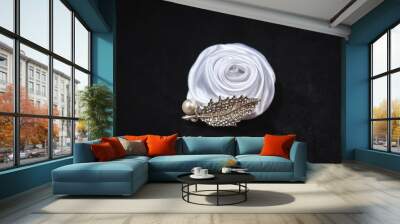 Grooms white rose style pinhole corsage   Wall mural