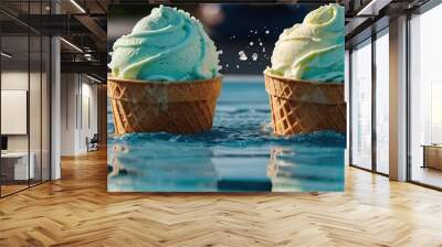  Ice cream, Summer,water splashes Wall mural