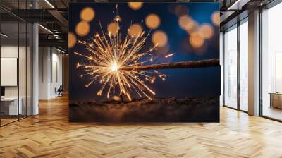 Burning sparkler with bokeh light background Wall mural