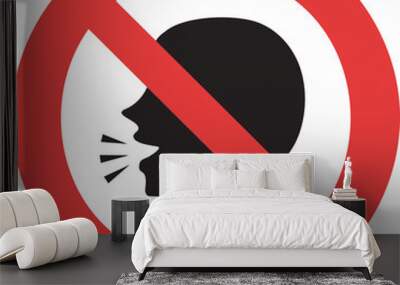 No talking inside, keep silent icon. Wall mural