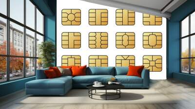 EMV chips for banking plastic card. Digital Nfc technology. Bank payment symbols. Wall mural