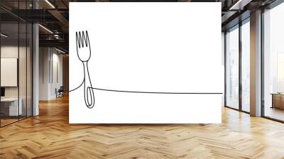 Kitchen fork one line continuous drawing. Kitchen tools continuous one line illustration. Vector minimalist linear illustration. Wall mural